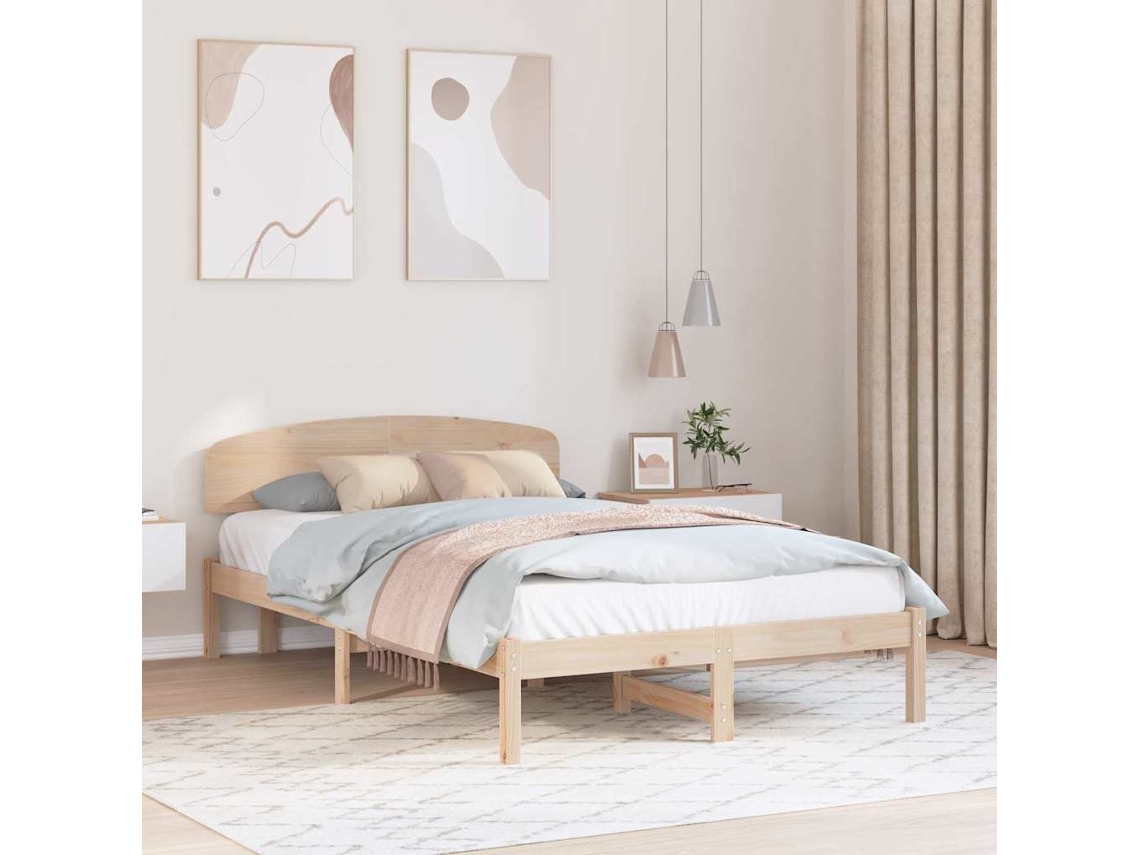 Vidaxl Estrutura Da Cama Com Cabeceira Natural 120 X 200 Cm