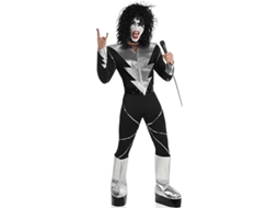 Fantasia de cantor de rock masculino com maquiagem
