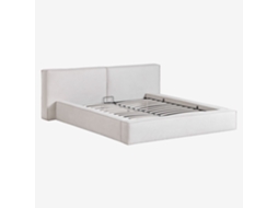 Sklum Cama Com Baú Articulado Estofada Lunari Poliéster                       Chenille Branco Quebrado        140 X 190 Cm
