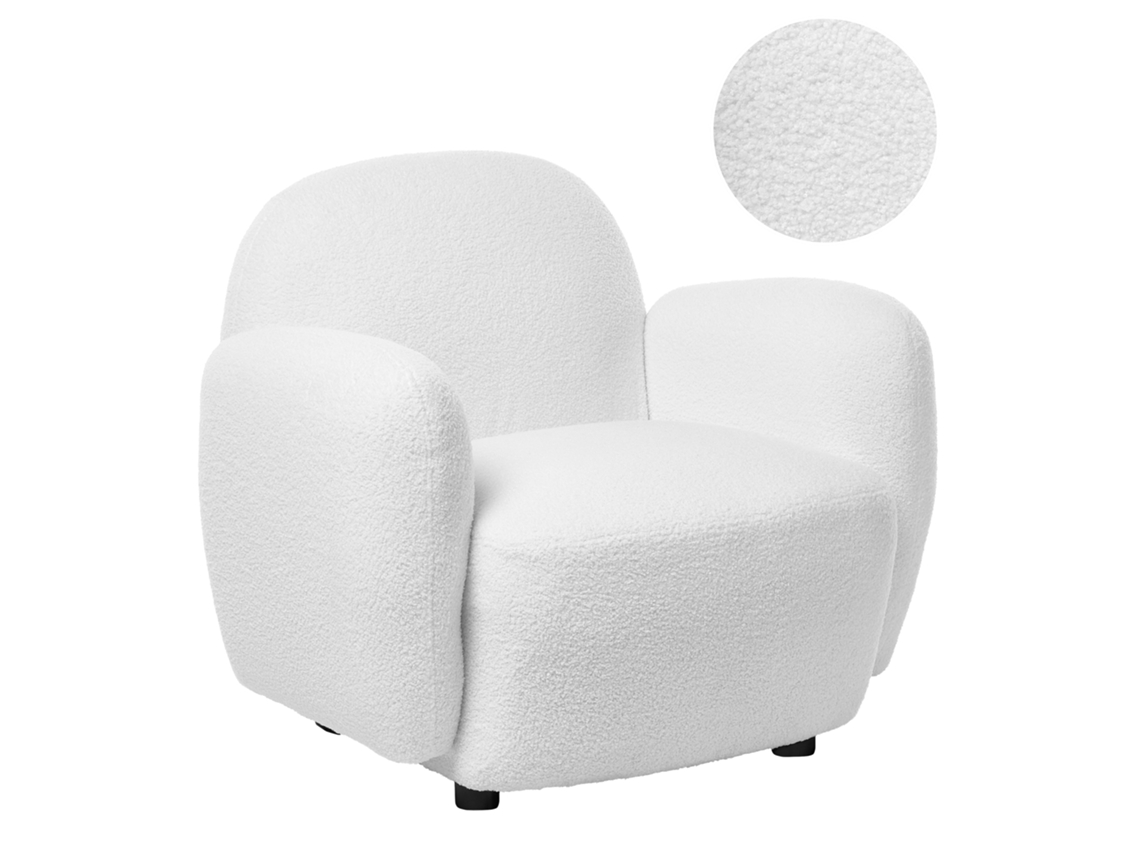 Poltrona Beliani Jule De Bouclé Branco 89x82x77