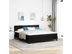 Vidaxl Cama Box Com Fitas Led Com Cabeceira Preto 180 X 200 Cm Tecido