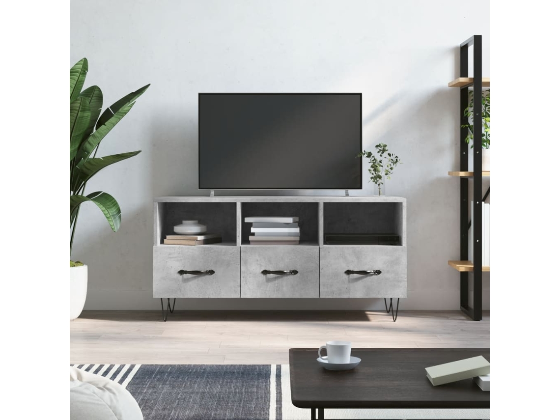 Vidaxl Móvel P/ Tv 102x36x50 Cm Madeira Processada Cinzento Cimento