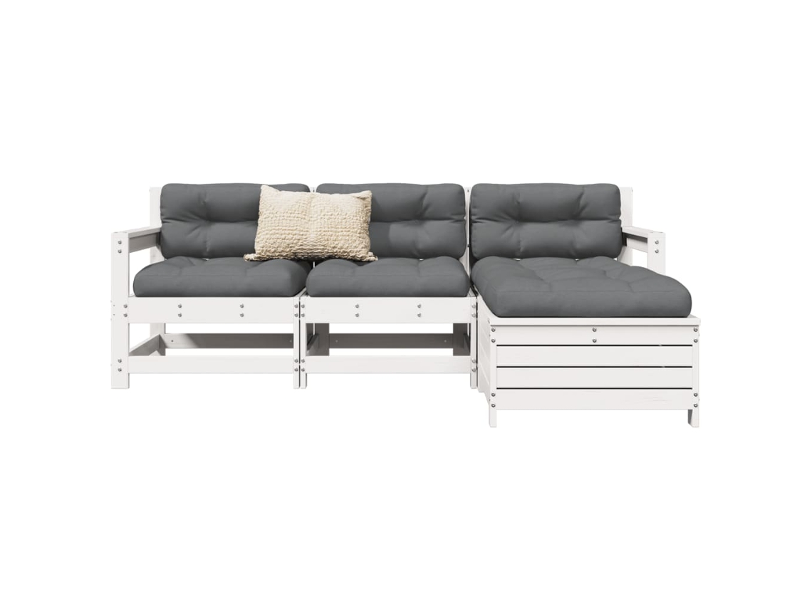 Pcs Conjunto Sofás De Jardim Madeira De Pinho Maciça Branco Dkd Home Decor