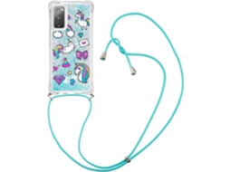 Correia Fe Lite Unicórnio para Samsung Galaxy S20 HONGWE. Pele Sintética Azul