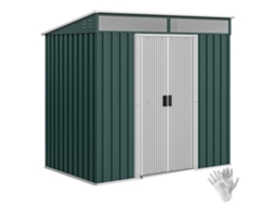 Abrigo De Jardim 2m² 195x122x181,5cm Verde, Metálico Com Porta De Correr E 2 Janelas Para Armazenamento