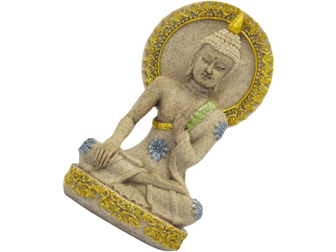 Estatueta Resina Criativa Decoração Escritório Estilo Asiático Ornamento Sagrado Meditação Buda Casa GOKOCO