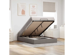Vidaxl Estrutura De Cama Otomana Com Colchão Tecido Cinzento 140x200cm