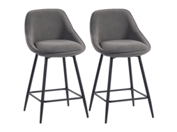 Conjunto 2 Banquetas Bar Veludo Cotelê Pés Aço Cinza