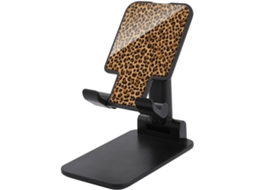 Leopardo Suporte Para Celular Dobrável E Ajustável Marrom Natural Estampa De Bolinhas Preto