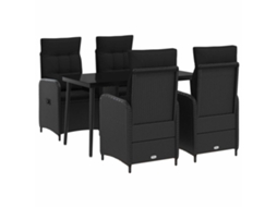 Vidaxl Conjunto De Mesa De Sofá Com Almofada 5 Pcs Preto