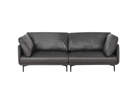 Beliani Revsnes Sofá de 3 lugares em couro vegano ecológico, preto, 242 x 81 x 86 cm
