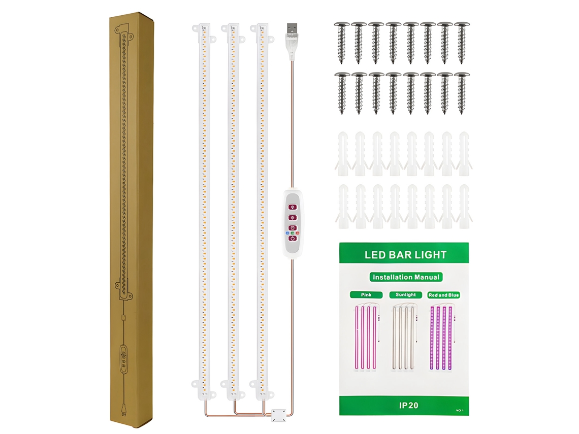 Fita Led Crescimento 6.2w Com Timer E Dimmer 3 Barras