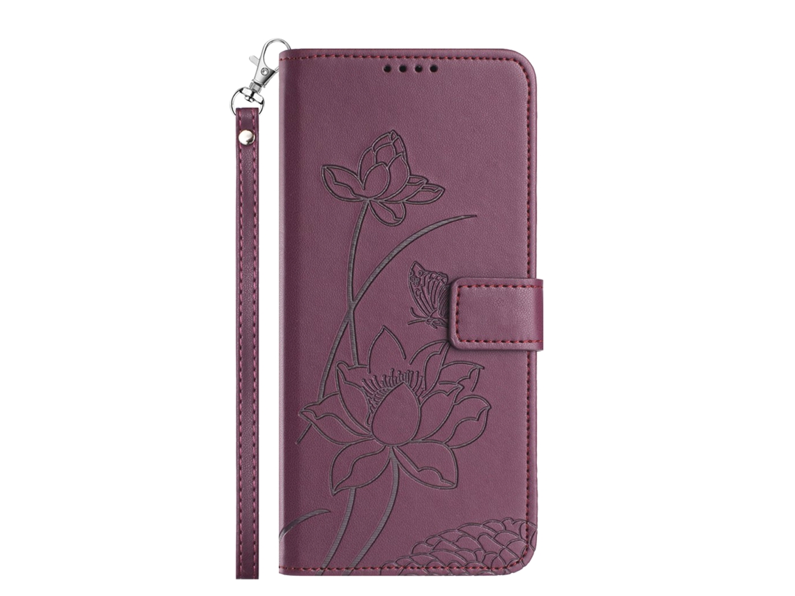 Capa-carteira Para Honor 600 Smart Com Motivo De Lótus Oriental E Alça De Pulso