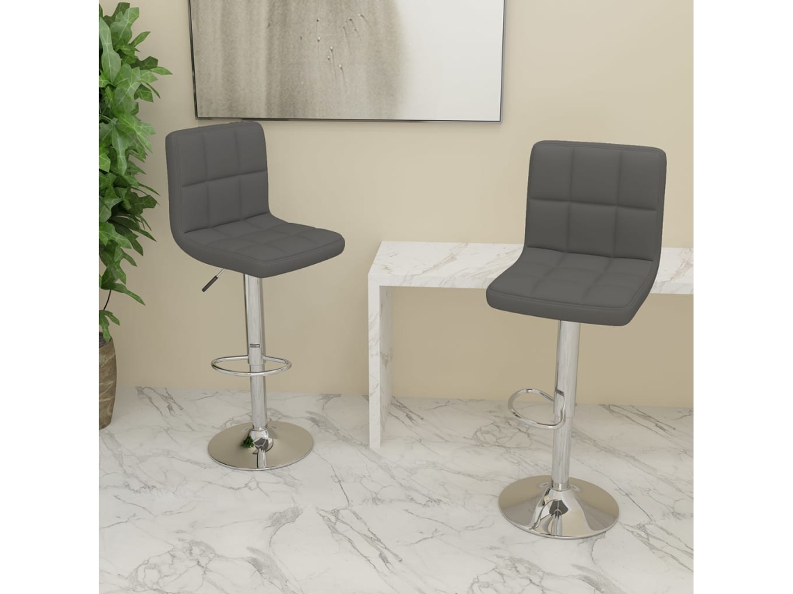 Vidaxl Bancos De Bar 2 Pcs Tecido Cinzento-escuro