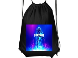 Mochila de Ginástica Infantil Preta, Confortável e Prática. Figura de Robô Inspirada em Jogos, em Azul Neon BRILVIBERA