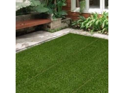 Tapete De Grama Artificial Verde Escura Anti-uv, 10 Peças De 30x30 Cm, Com 20 Mm De Altura Da Grama