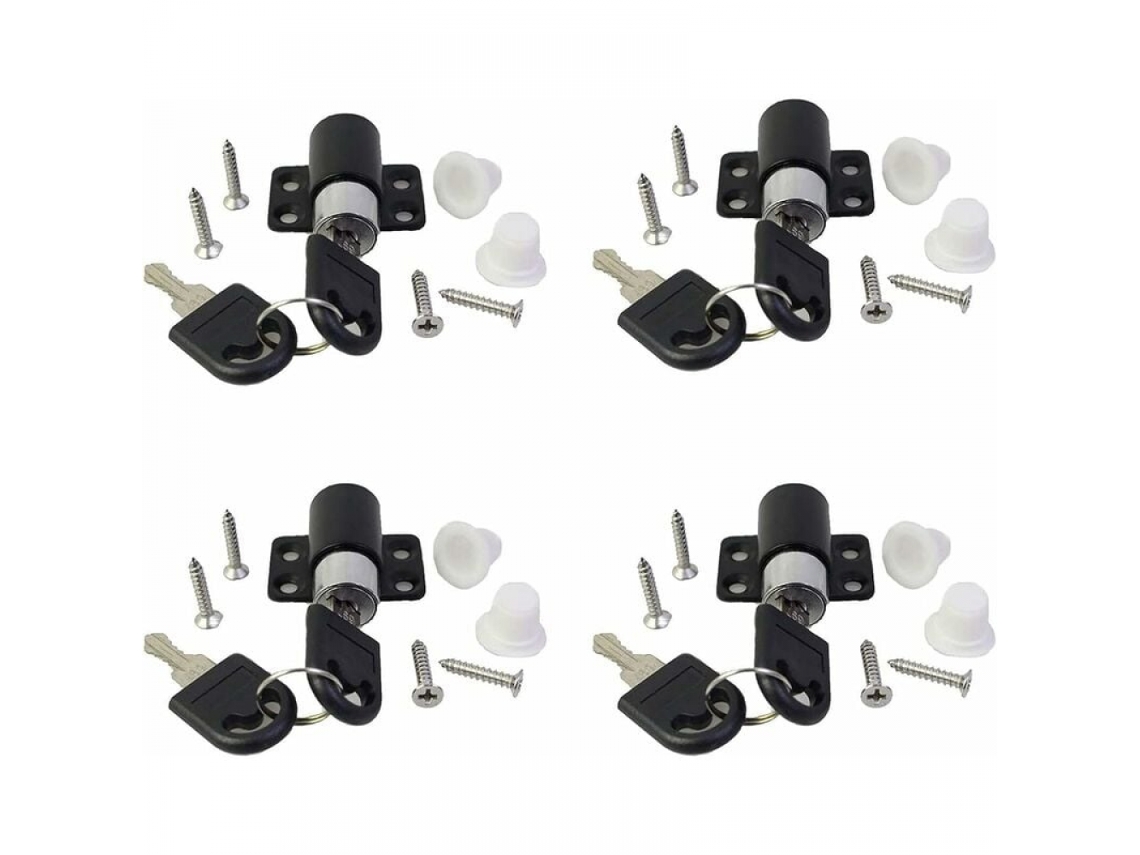 4 travas pretas para portas de correr, trava para janelas de correr Slowmoose