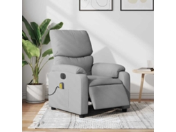 Vidaxl Poltrona De Massagens Reclinável Elétrica Tecido Cinzento-claro