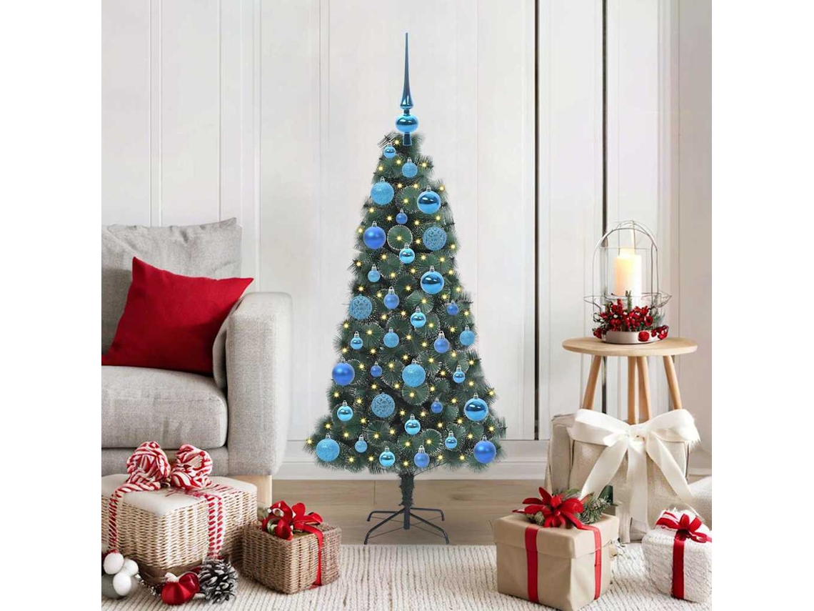 Vidaxl Árvore De Natal Artificial Pré-iluminada Com Conjunto De Bolas