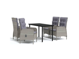 Maison Exclusive - 5 Pcs Conjunto De Jantar Jardim Com Almofadões Cinzento/preto