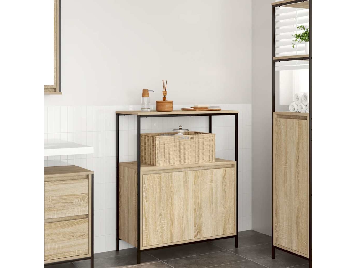 Vidaxl Armário De Banheiro Com Prateleiras, Carvalho Sonoma, 76,5 X 35 X 95 Cm