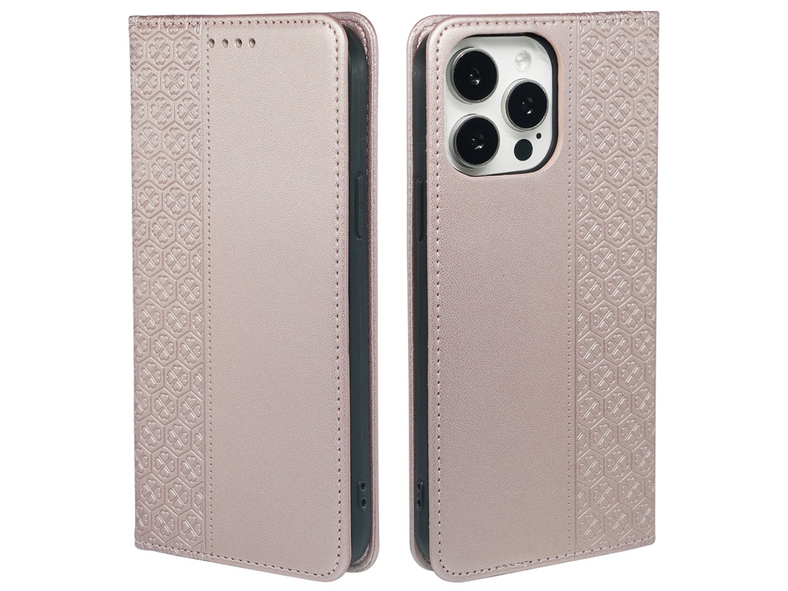 Capa Para Iphone 15 Pro Max Pele Sintética Rosa