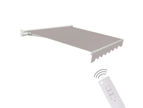 Toldo Motorizado Exterior 4x2,5 Cinza Controle Remoto Semicofre Lona De Proteção Solar Wasabi