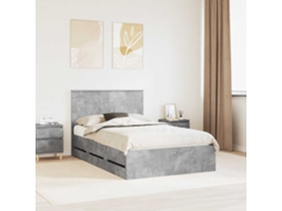 Vidaxl Estrutura Da Cama Cinzento 135 X 190 Cm Madeira De Engenharia