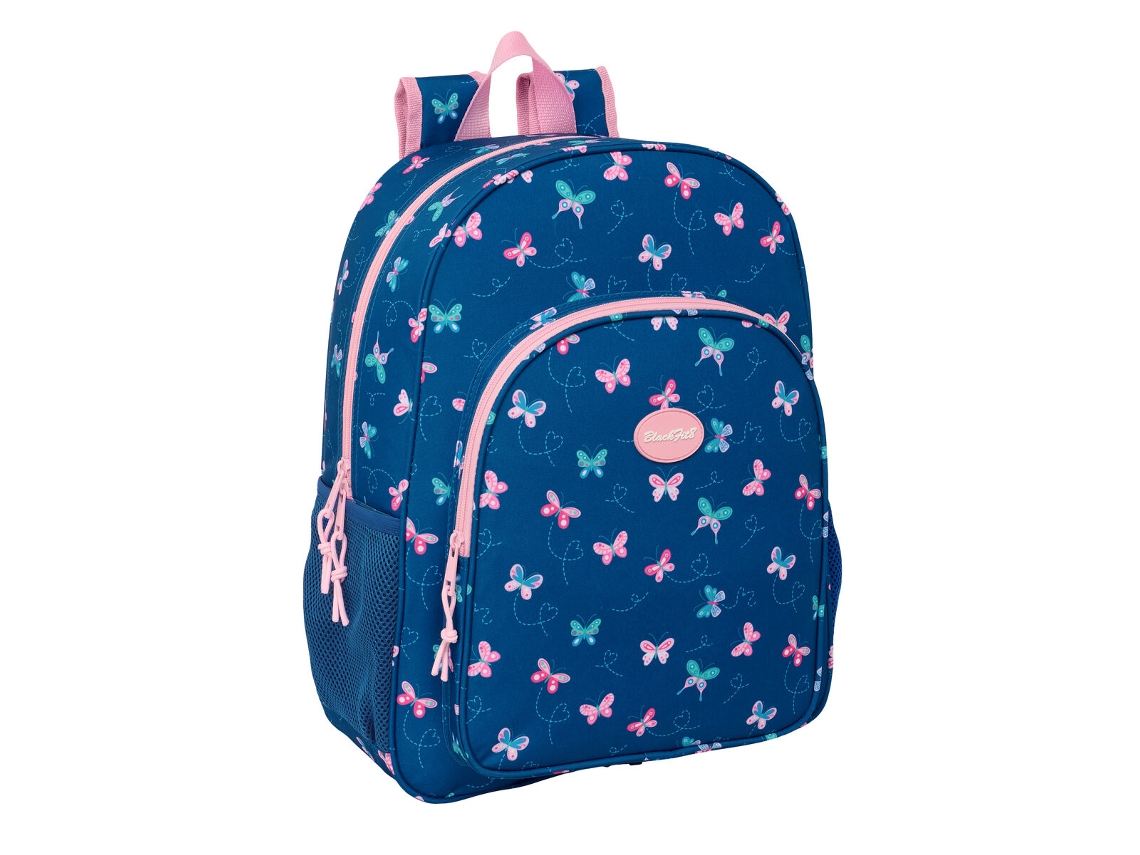 Mochila Escolar Blackfit8 com Estampa de Borboletas (multicolorida - poliéster 300D)