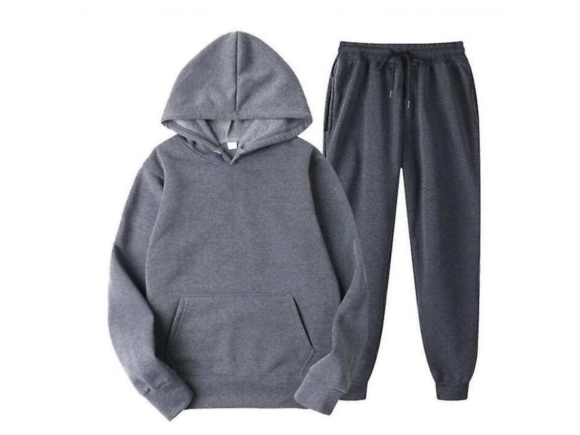 2026 conjunto de Sudadera Con Capucha de Manga Larga para Hombre Casual de Color Sólido Tjp M Cinza Escuro