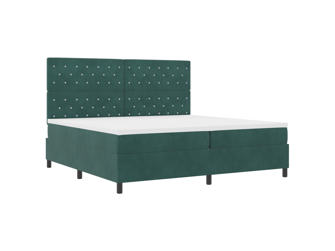 Conjunto 1 Estrado Com Molas Vidaxl Verde Veludo (200 X 200 Cm)