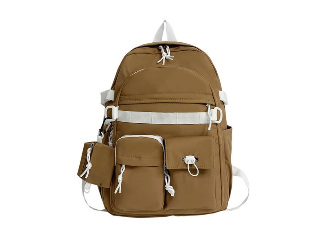 Mochila Escolar Coreana Feminina, Grande Capacidade, Ideal Para Livros E Uso Casual No Dia A Dia, Na Cor Marrom.
