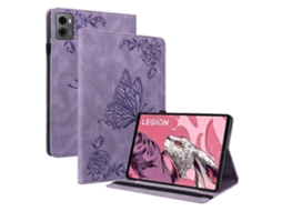 Capa Hengrongshen para tablet Lenovo Legion Y700 Tab Gen 2 com suporte para cartão e capa de couro sintético, roxa (2023)