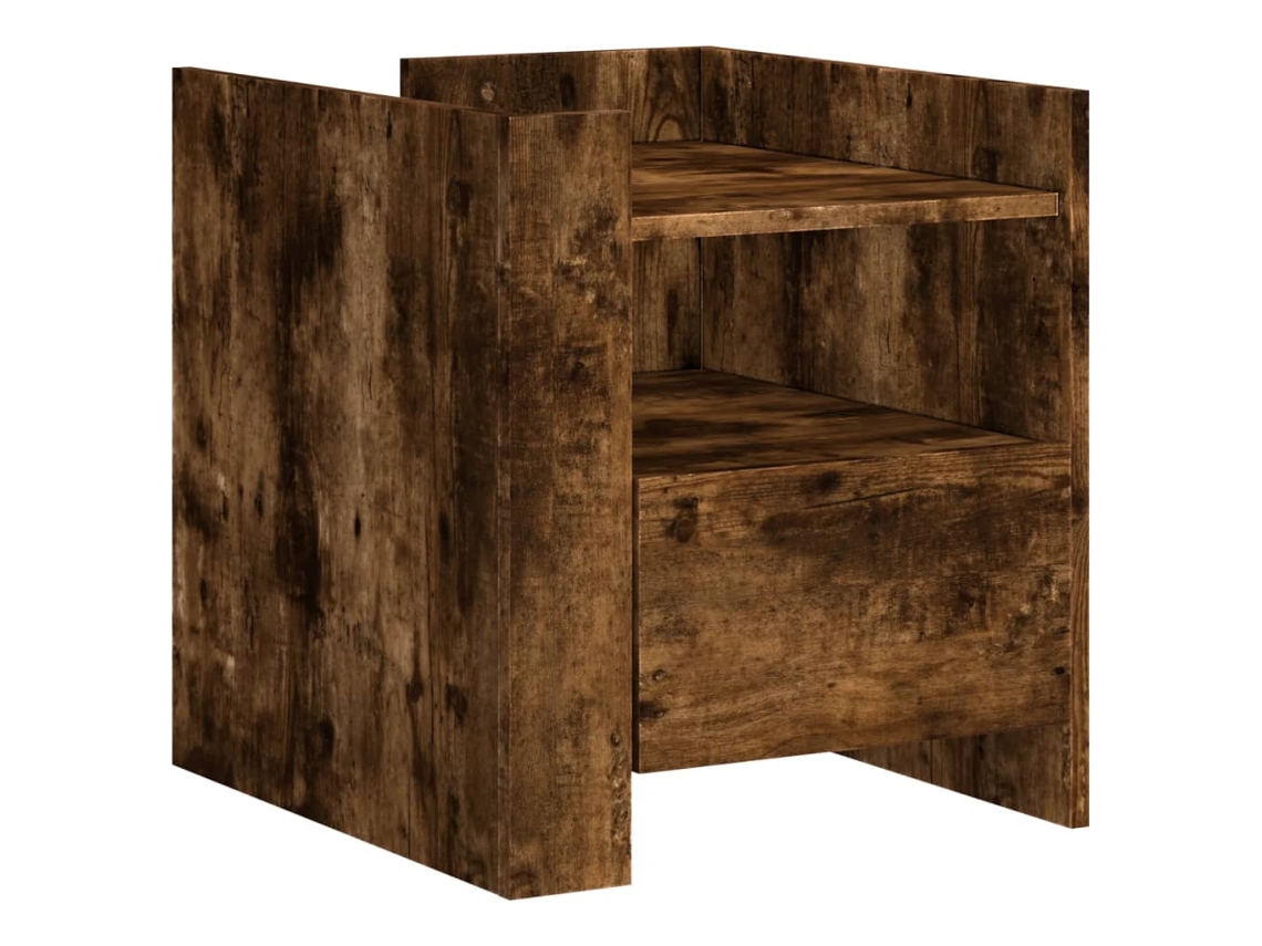 Mesa Cabeceira MAISON EXCLUSIVE Derivados Madeira Carvalho Fumado (45x50x50 cm)