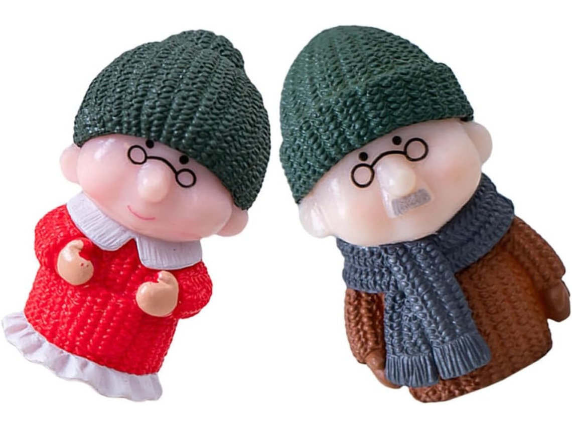 Toppers Casais Idosos Plástico Decoração Inverno Acabamento Sólido Bolos Bolo Ímãs Dia Pais GOKOCO