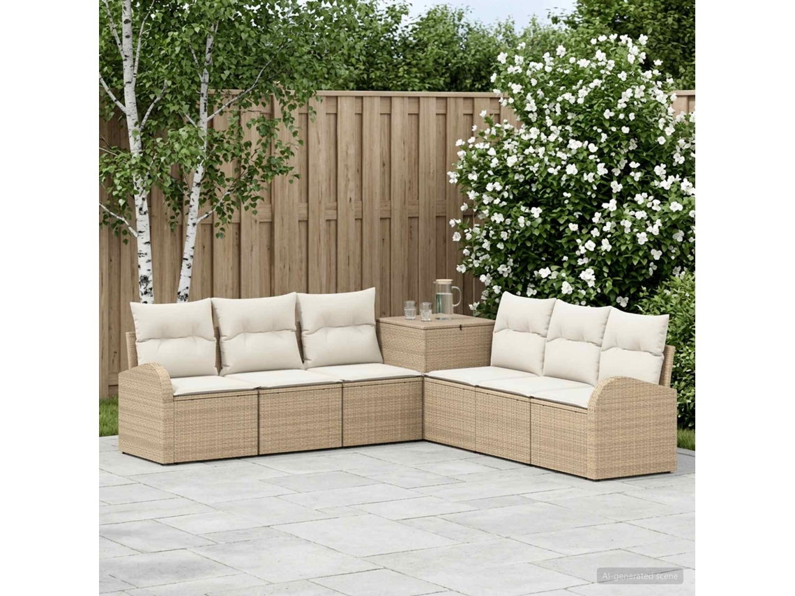 Vidaxl Conjunto De Sofás 7 Unid. Bege E Branco Creme