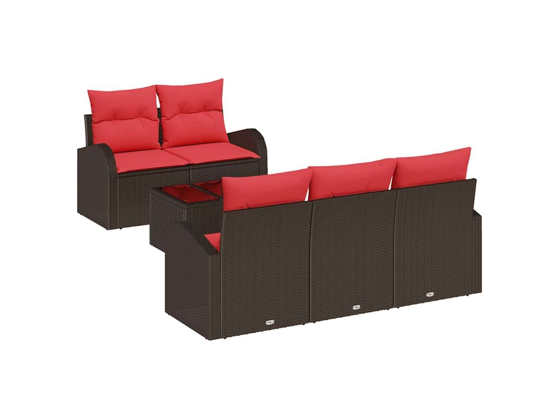 Maison Exclusive - Conjunto De Sofás Com Almofada 6 Pcs Castanho Poliéster