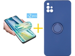 Capa + 2 Películas para Samsung Galaxy A71 ACCETEL Azul Escuro