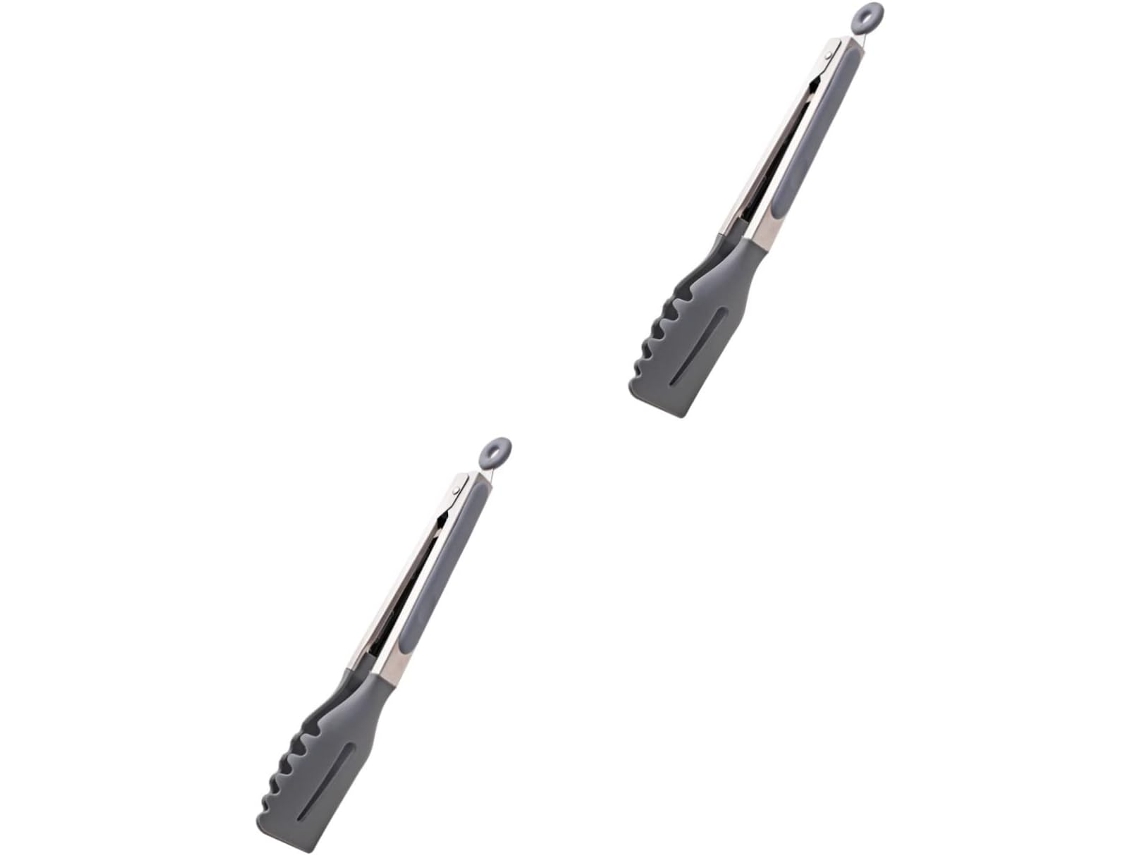 Pinça De Silicone Nolitoy 2 Peças Para Churrasco E Sobremesas, Utensílio De Cozinha Ergonômico Com Cabo Antiderrapante