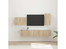 Vidaxl Conjunto De Gabinete De Parede Para Tv 4 Unid. Carvalho Sonoma