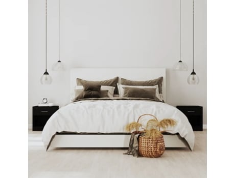MAISON EXCLUSIVE Mesas de Cabeceira com Gavetas 2 Pcs Preto