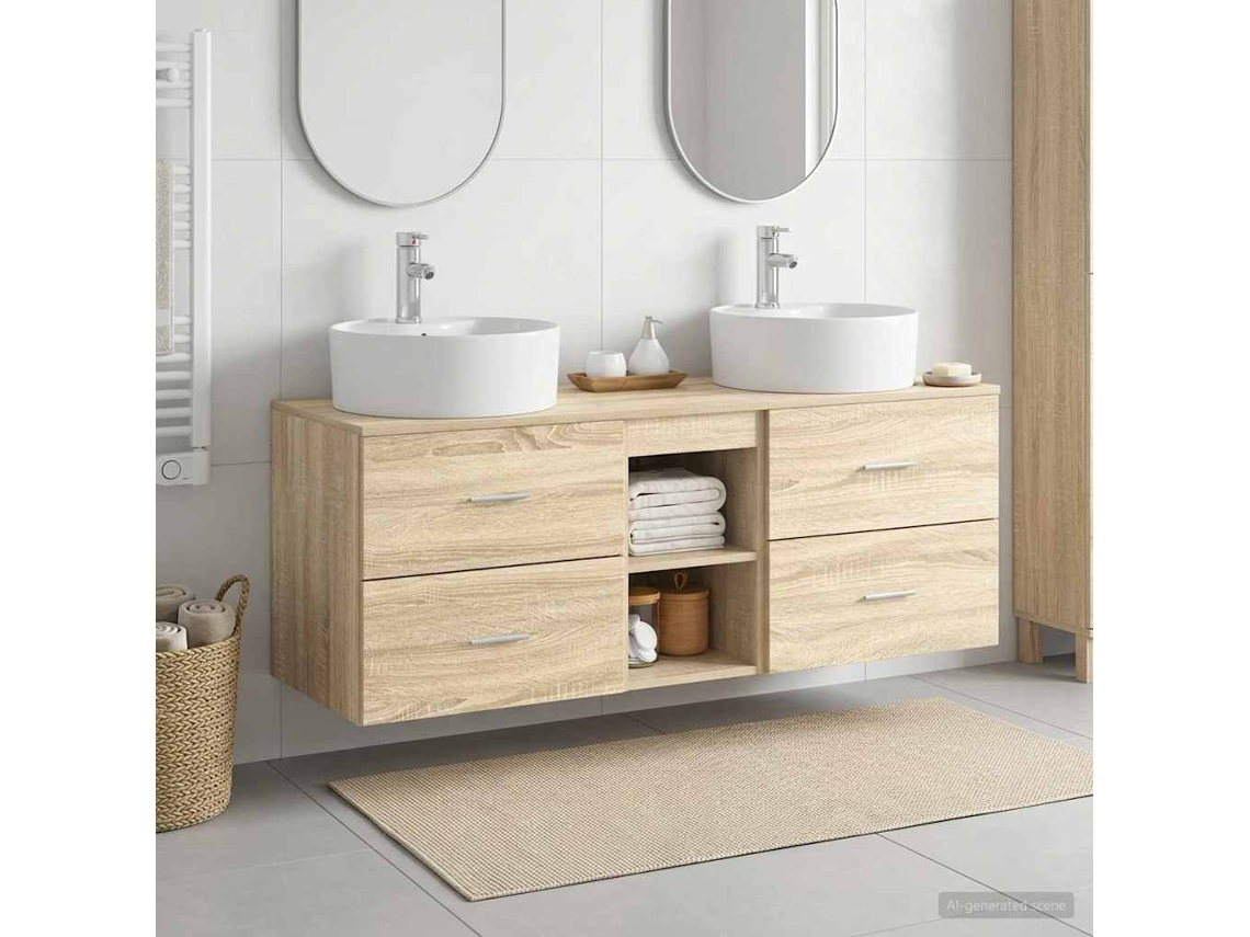 Vidaxl Conjunto De Armários Para Banheiro 3 Unid. Carvalho Sonoma