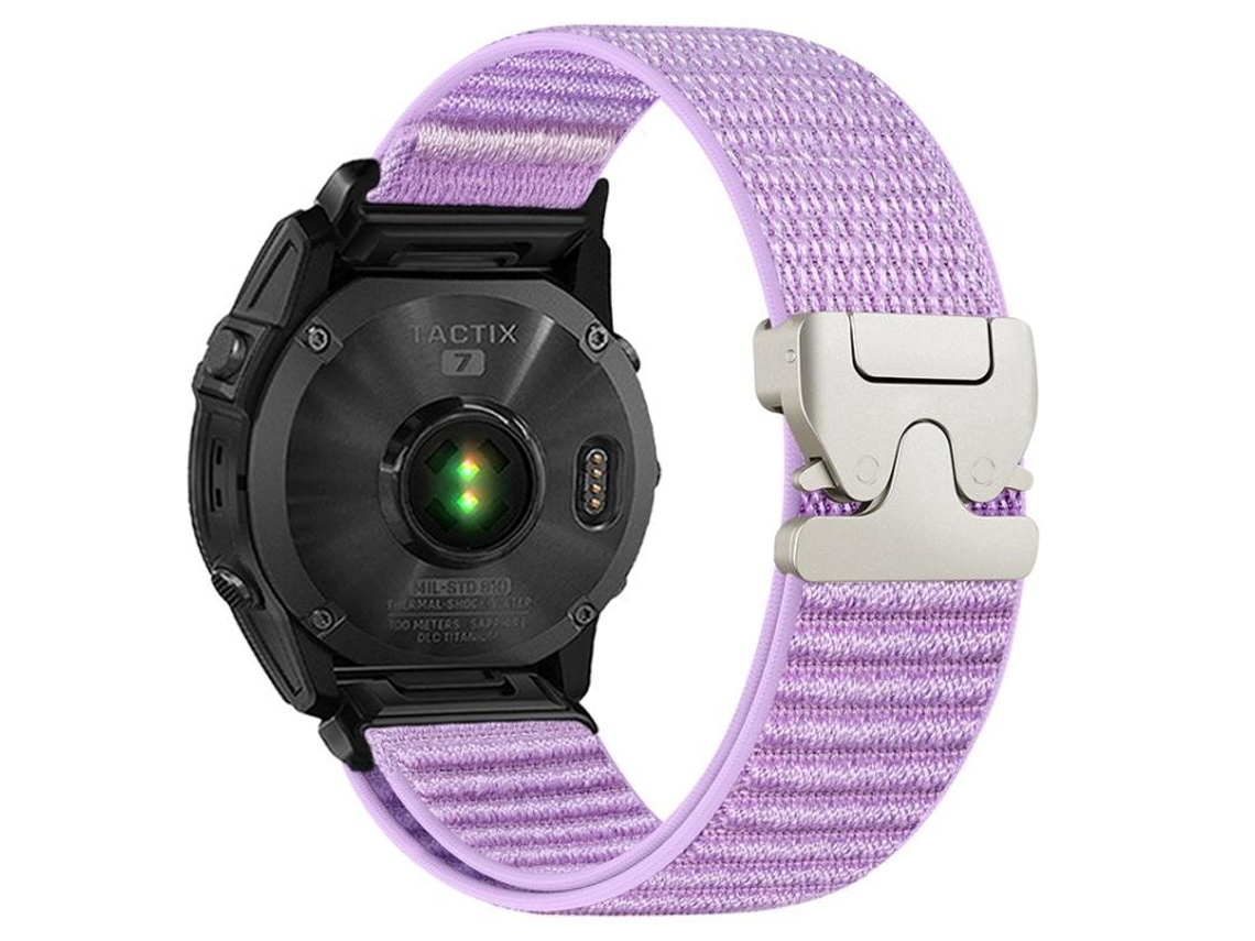 Bracelete para Garmin Nylon trançado estampa de montanha com fivela de paraquedas e ponteiras de metal roxo jacinto XIAOMOYU (20mm)