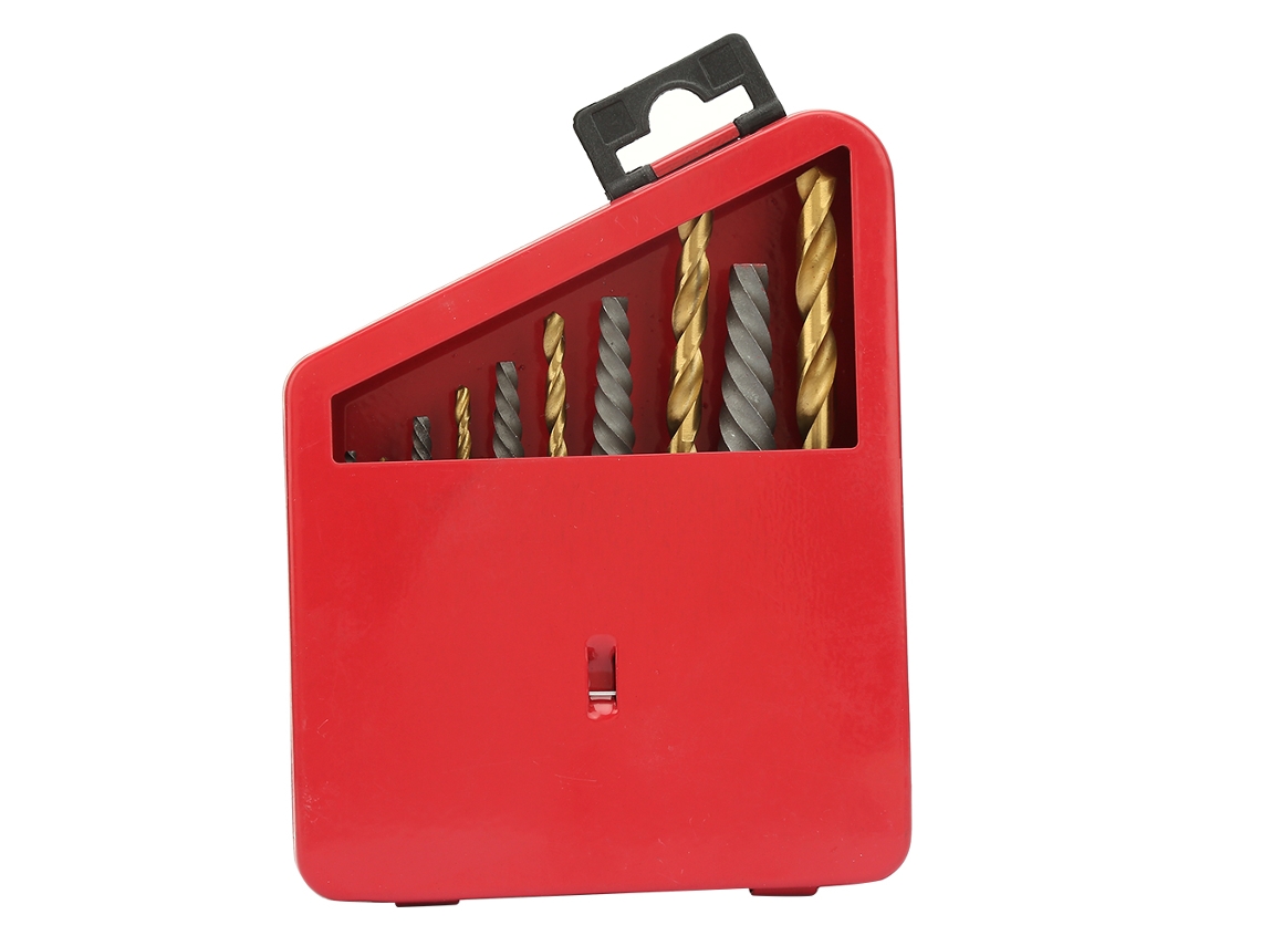 Conjunto de 10 extratores de parafusos 01925a com brocas de cobalto para parafusos quebrados e enferrujados