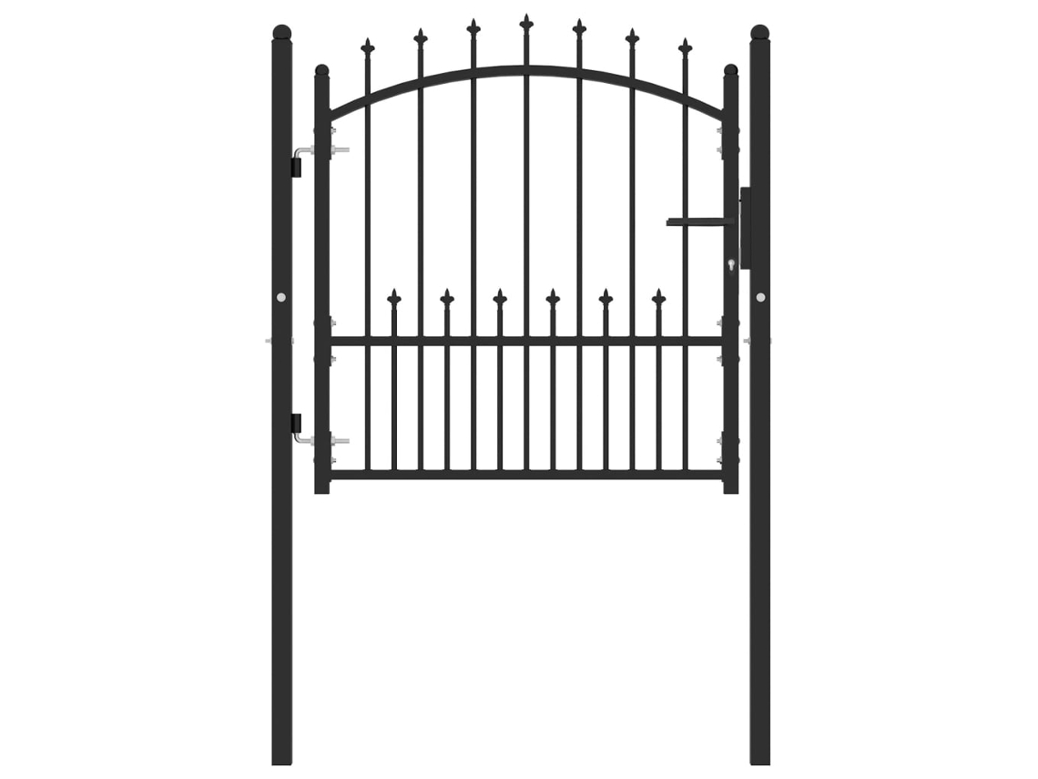 vidaXL Portão para cerca com espetos 100x100 cm aço preto