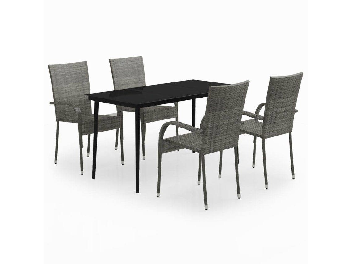 Garden Dining Set, Garden Dining Sets Vidaxl Cinzeto Rattan / Vime (140 Cm Table Length)