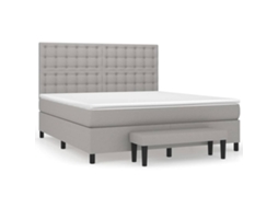 Cama com Molas/Colchão 180x200 Cm em Tecido Cinzento Claro MAISON EXCLUSIVE