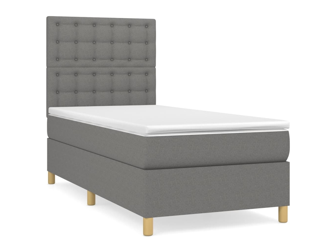 Cama com Molas e Colchão Tecido Cinzento Escuro MAISON EXCLUSIVE (90x200 cm)