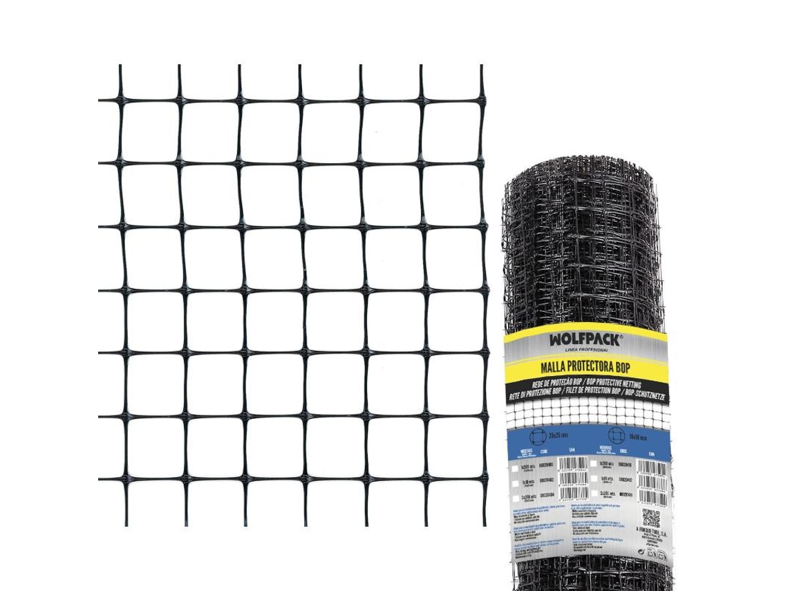 Tela de proteção para aves Bop 16 x 16 mm. 50 gramas/m2. Linha Profissional Wolfpack 2 M x 200 M