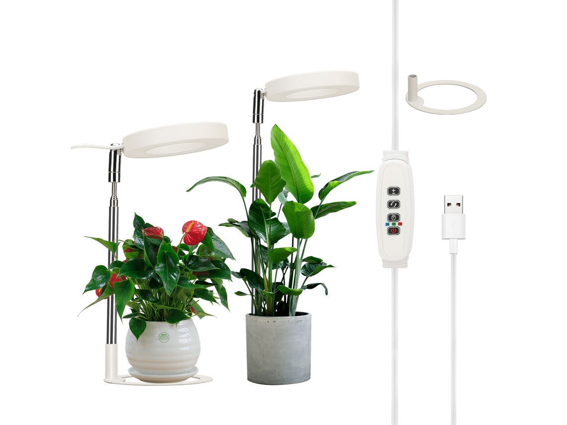 Luz De Planta Anel Anjo Usb Com Timer Espectro Completo Simulação Solar